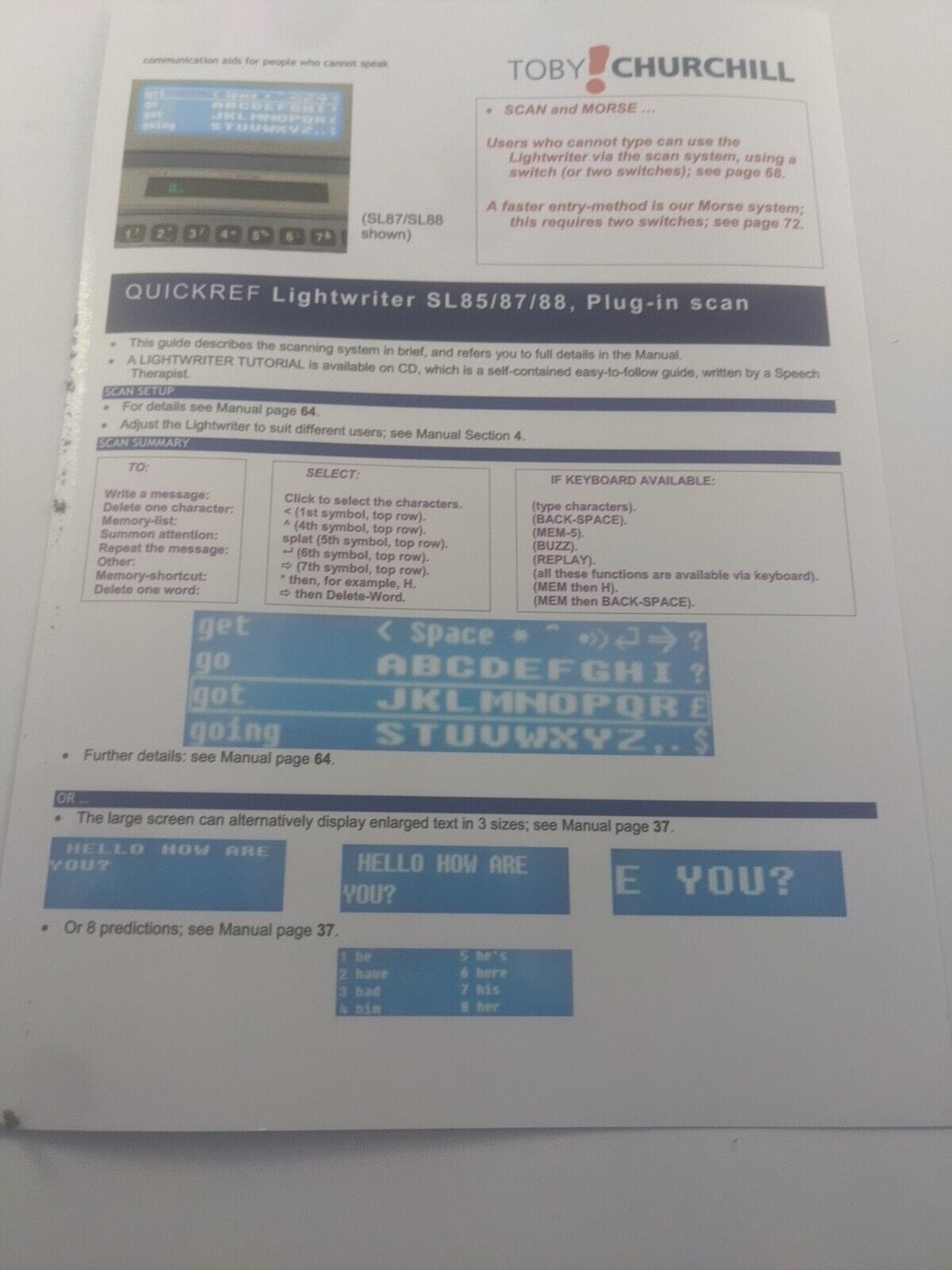 Toby Churchill SL87M Lightwriter - Speech Assistance Device - Complete
