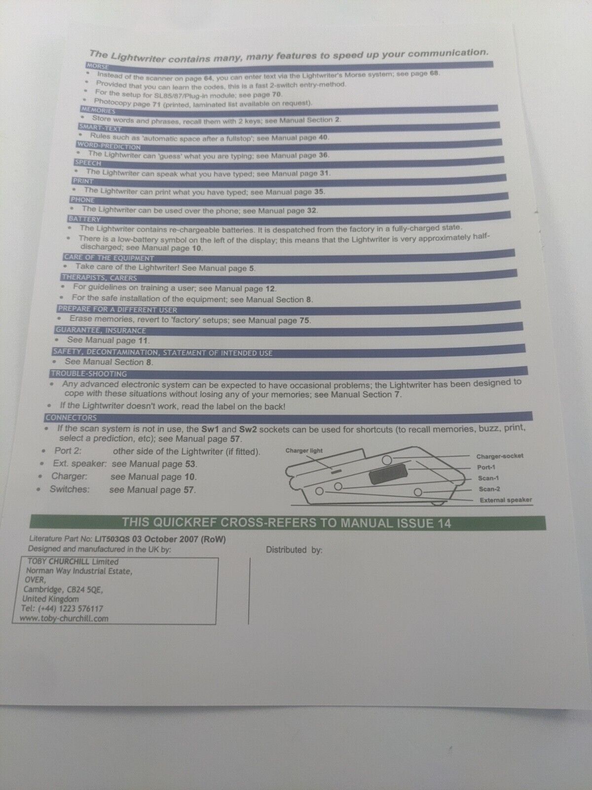 Toby Churchill SL87M Lightwriter - Speech Assistance Device - Complete