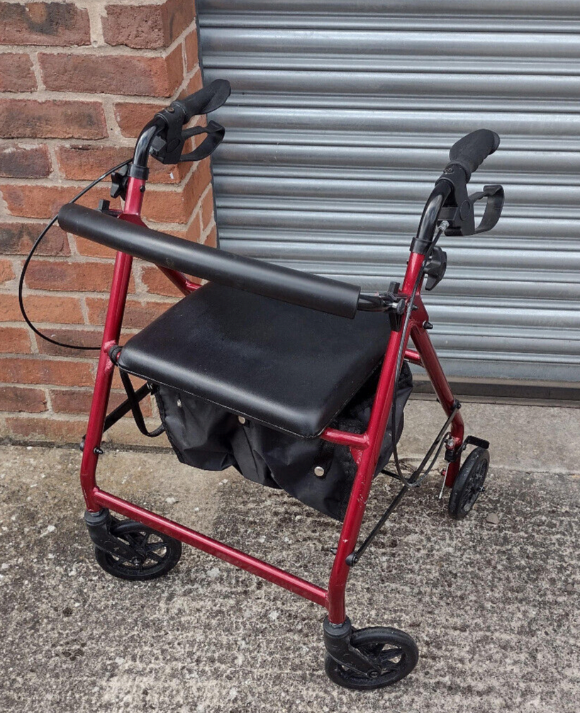 Days 100 Lightweight Red Rollator with Bag and Padded Seat - Free Delivery