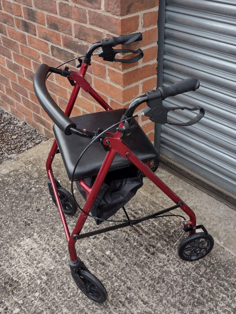 Days 100 Lightweight Red Rollator with Bag and Padded Seat - Free Delivery