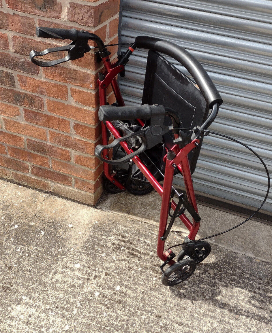 Days 100 Lightweight Red Rollator with Bag and Padded Seat - Free Delivery