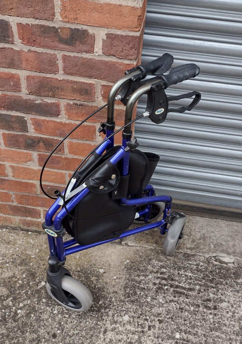 Patterson Medical Three Wheeled Walker Blue - Height Adjustable Handles and Bag