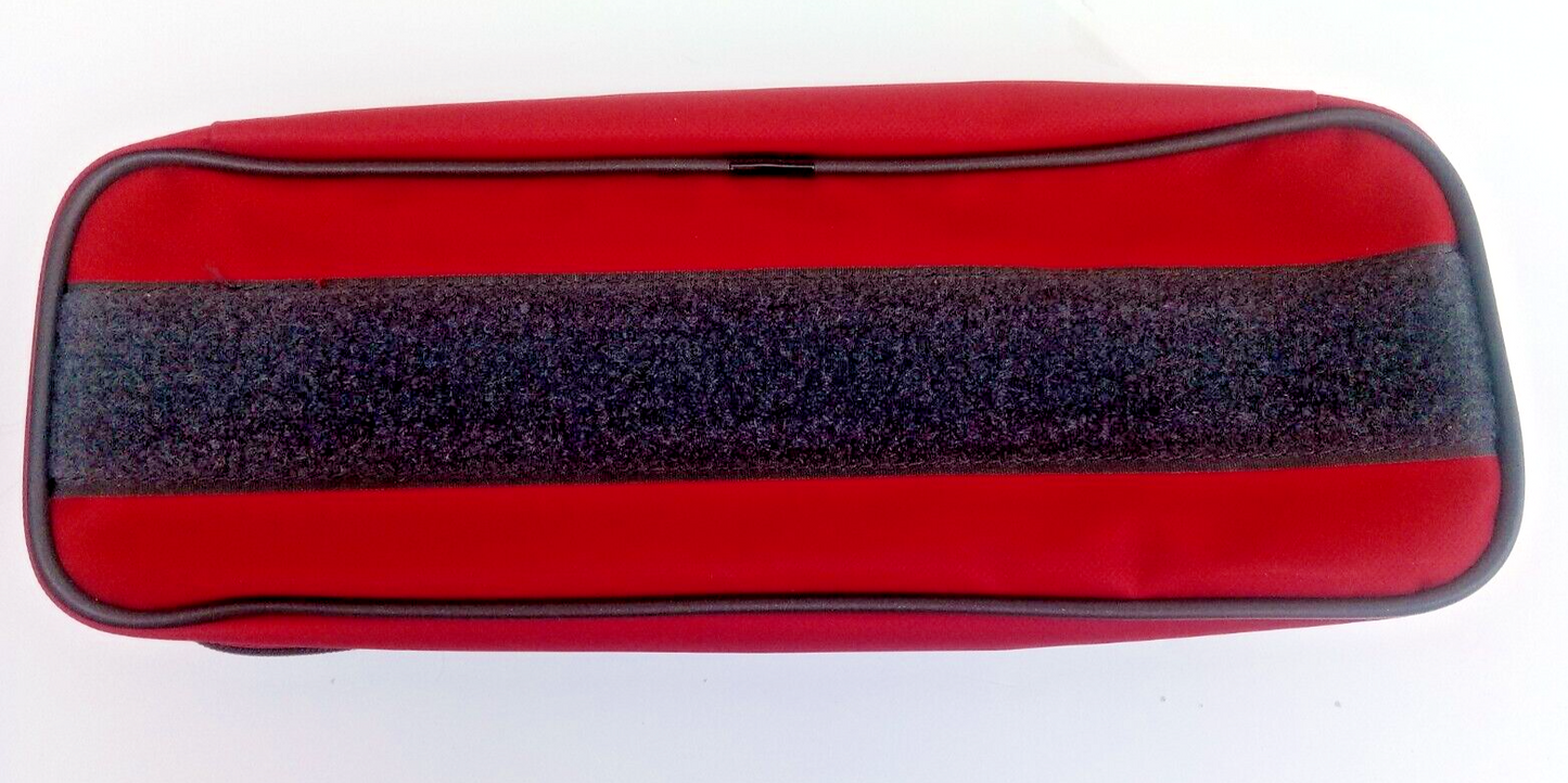 Red Medical Pouch with Hook Loop Transparent Lid - 33cm x 12cm x 8cm Responder