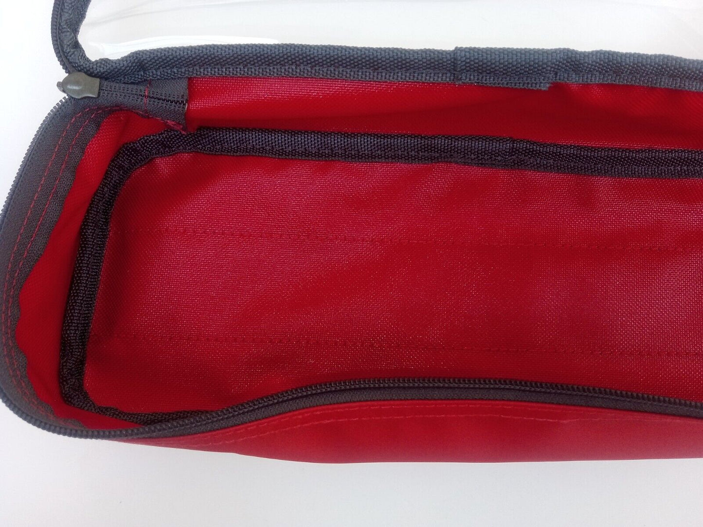 Red Medical Pouch with Hook Loop Transparent Lid - 33cm x 12cm x 8cm Responder