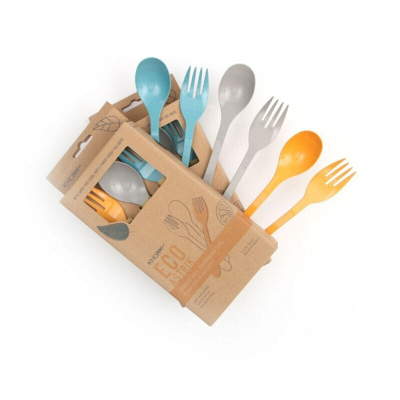Knork Eco Plant Based Fork & Spoon Travel Set 6 Piece Utensil Set