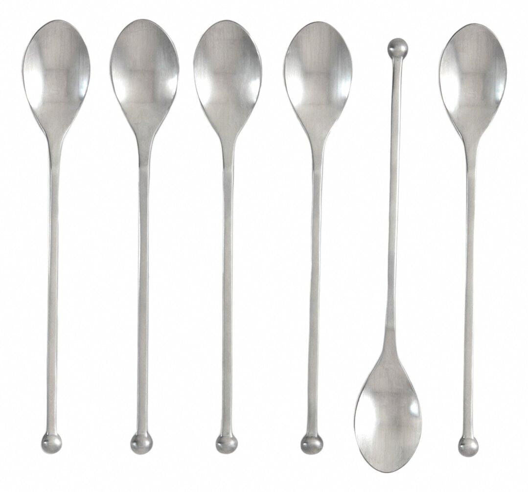 Knork Original Long Handle Iced Tea Spoons 6 Piece Set Matte or Gloss Finish