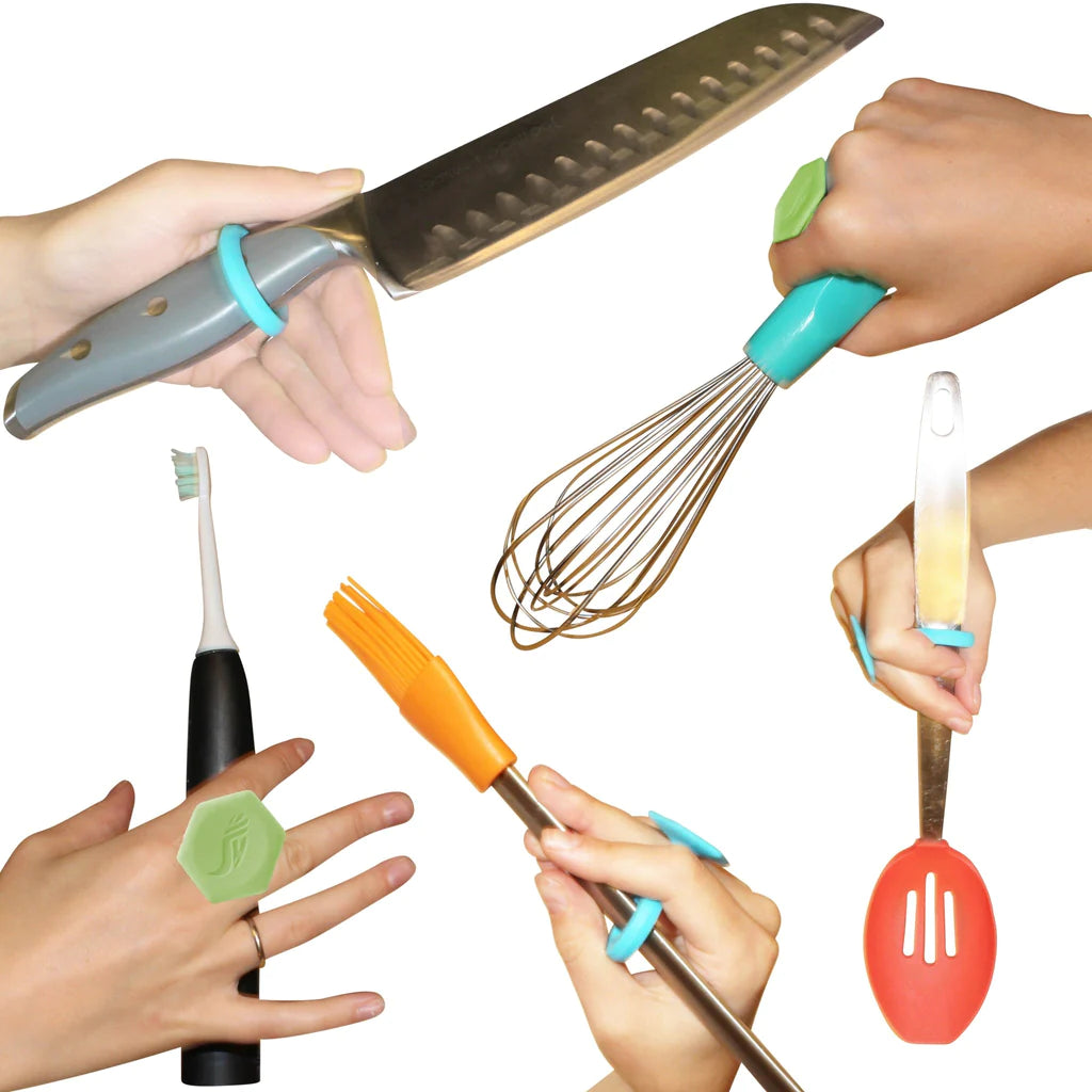 Grip Toggle 4 Pack 2 Sizes - Simple suction tool that attaches to items to aid dexterity