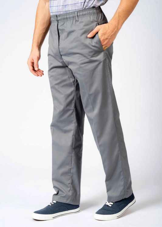 Men's Aubrey straight fit elastic waist adaptive pull-on trousers - Grey (Returns)