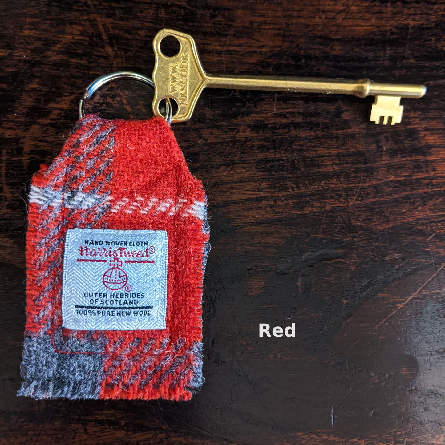 Brass RADAR key with Harris Tweed key fob - small head | The RADAR Key Company