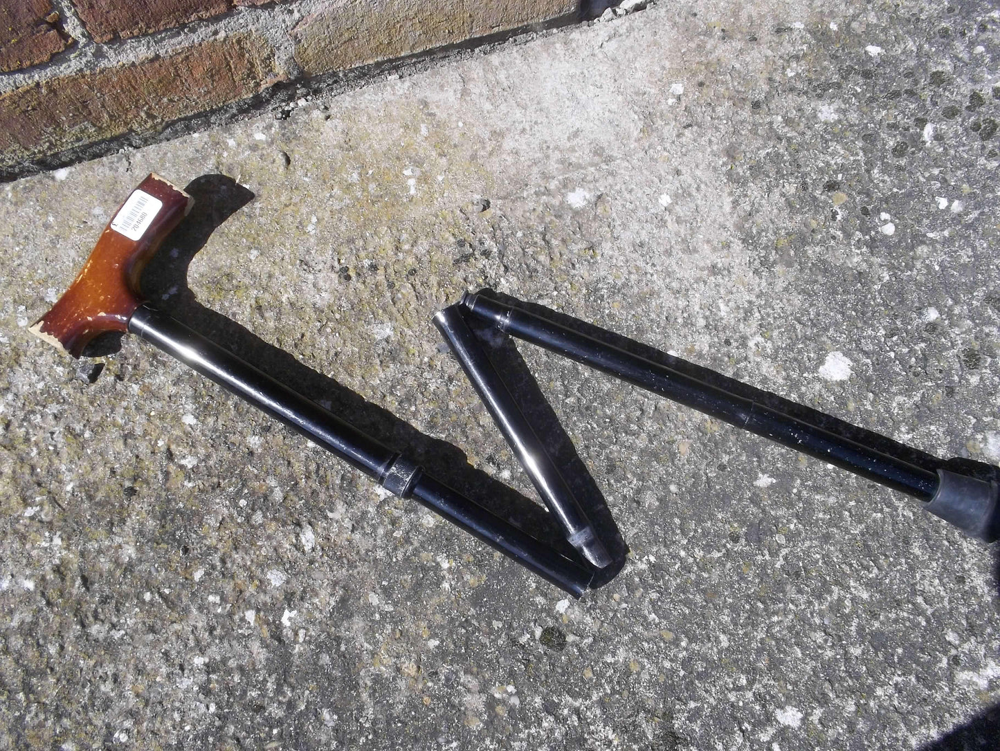 Foldable Walking Stick Adjustable Wooden Handle