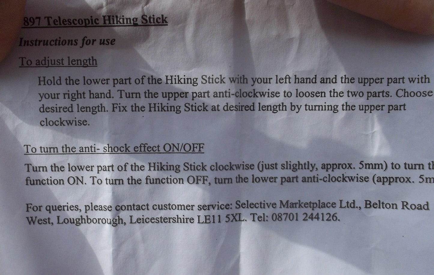Telescopic Hiking Pole Stick D897 Anti Shock Height Adjustable