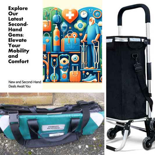 Composite image includes shopping trolley and ambulance oxgen bag and text same as post title