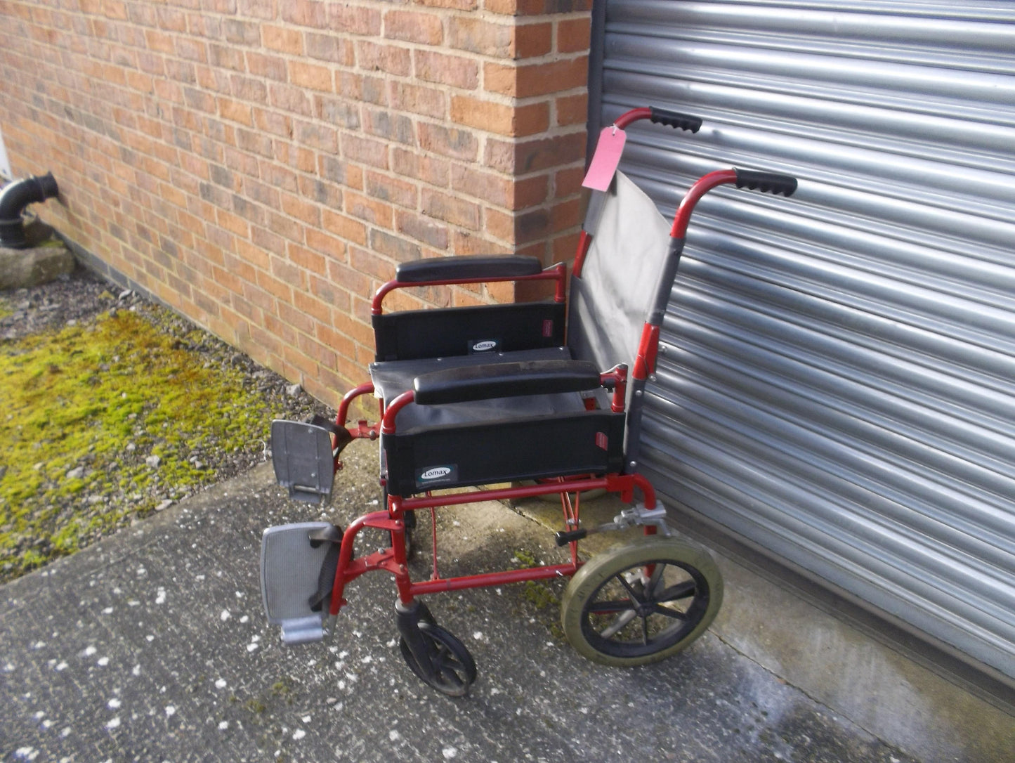 Lomax Uni 9 Steel Foldable Transit Wheelchair  - Red
