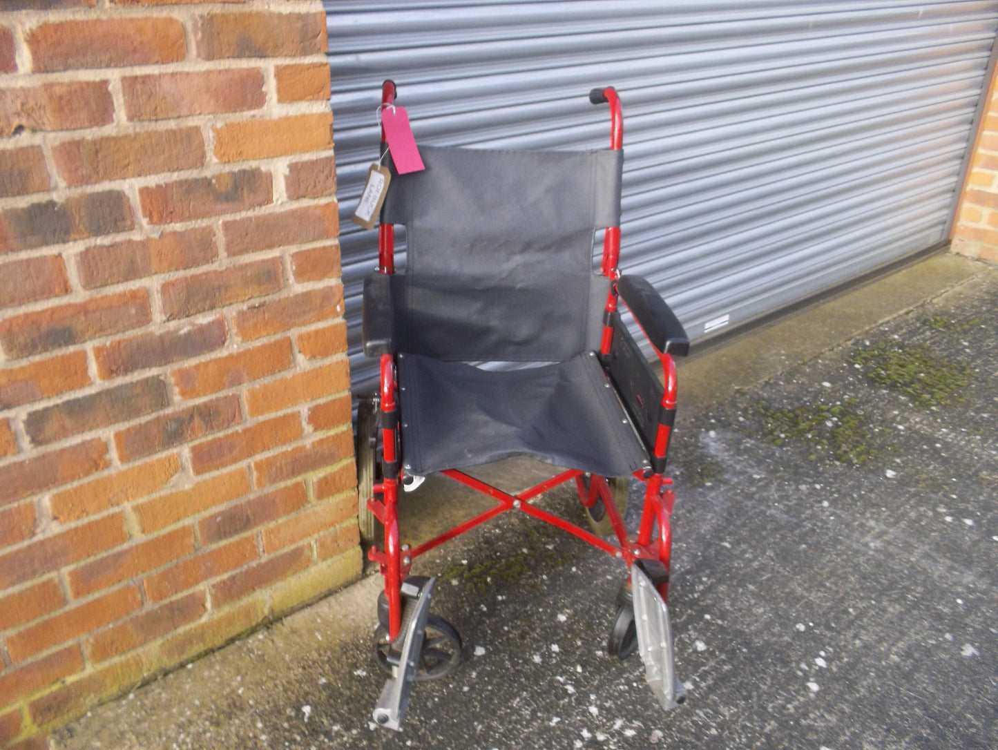 Lomax Uni 9 Steel Foldable Transit Wheelchair  - Red