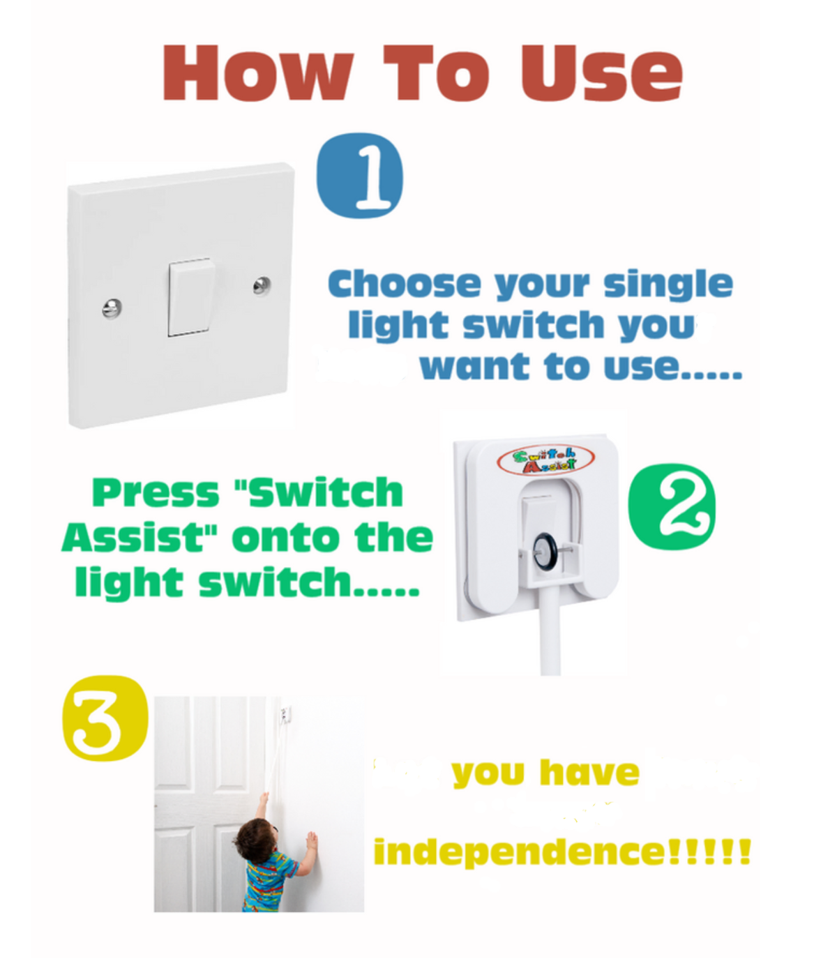 Large Rectangular Switch Disability Switch Assist - Light Switch extender for disabled people – Disability ...