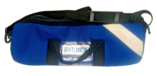 Paramedic Oxygen Entonox Barrel Bag - Blue, Cylinder Strap, 4 Pouches, Webbing