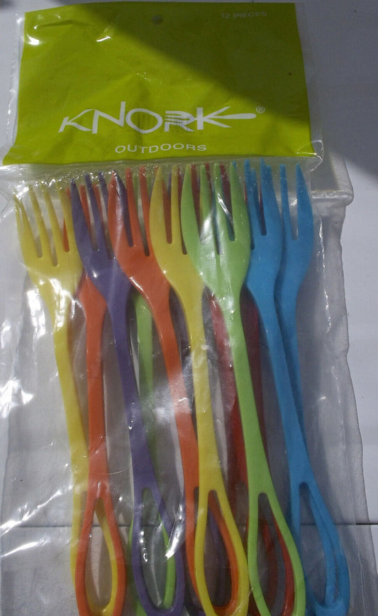 Knork Knife & Fork in One - Outdoor Plasticware 12-Piece Set - Ideal for lunch