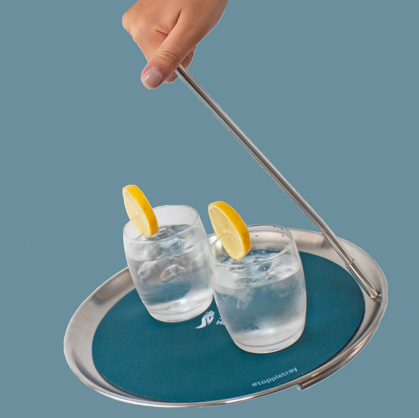 Topple Tray single-handed serving tray