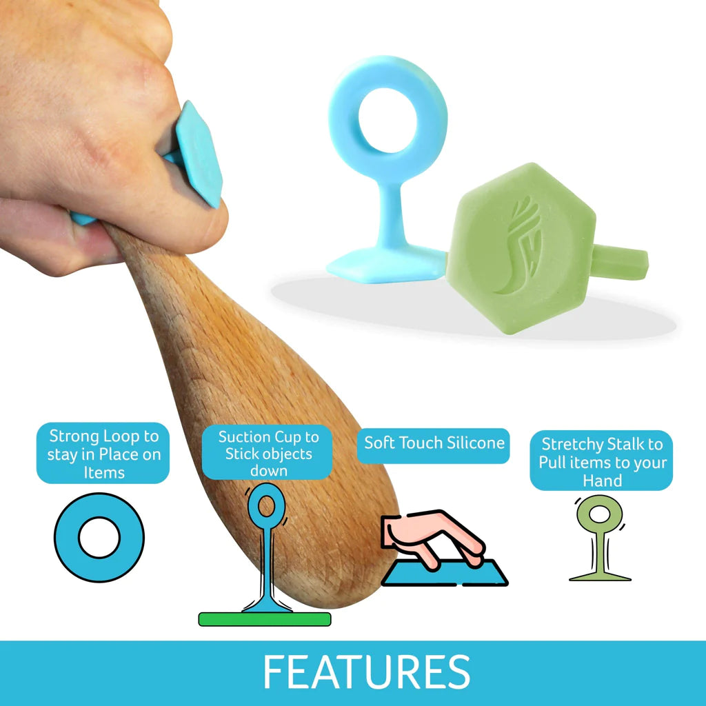 Grip Toggle 4 Pack 2 Sizes - Simple suction tool that attaches to items to aid dexterity
