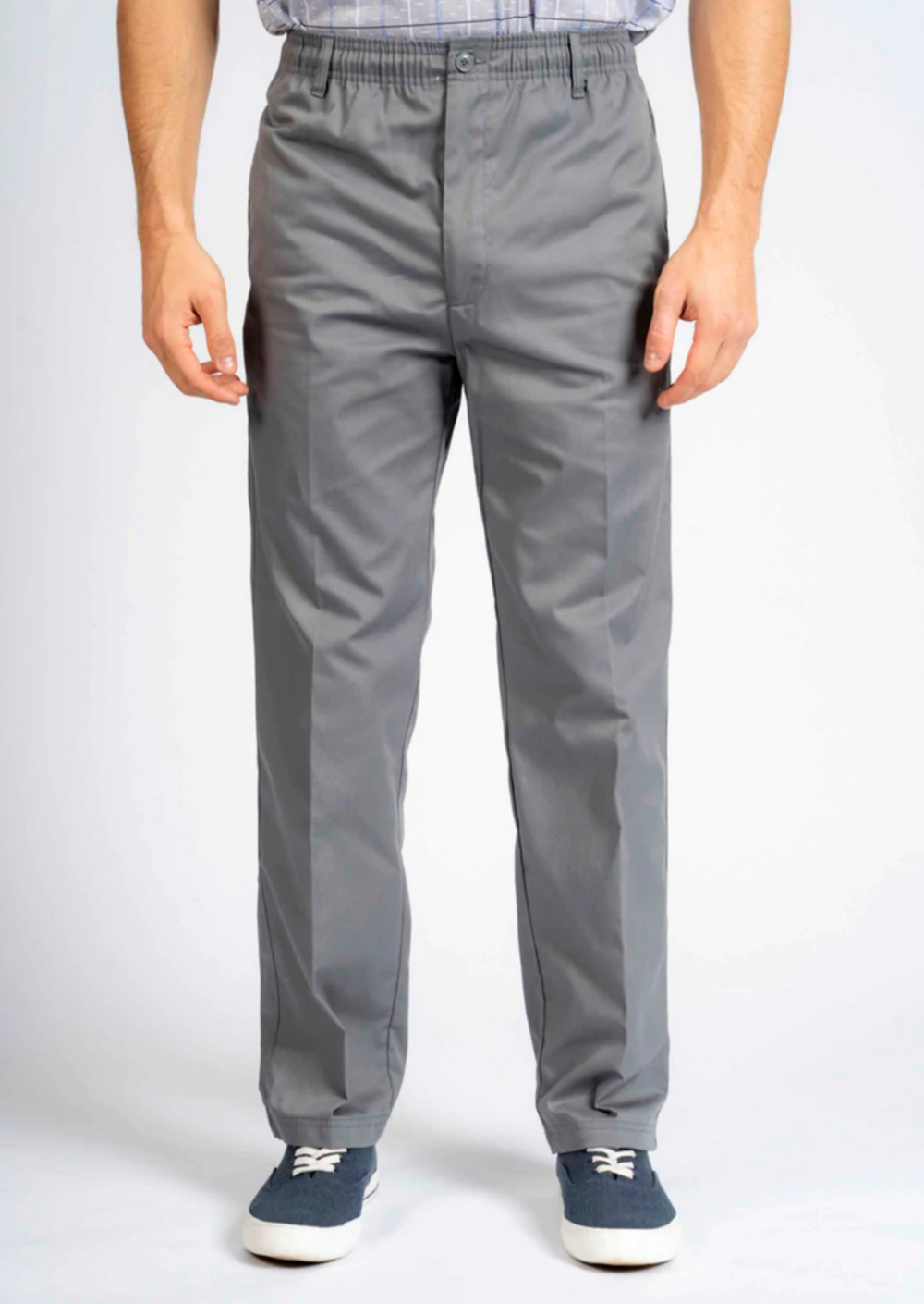 Men's Aubrey straight fit elastic waist adaptive pull-on trousers - Grey (Returns)