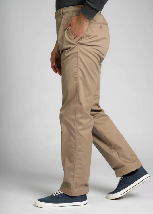Men's Aubrey straight fit elastic waist adaptive pull-on trousers - Sand (Returns)