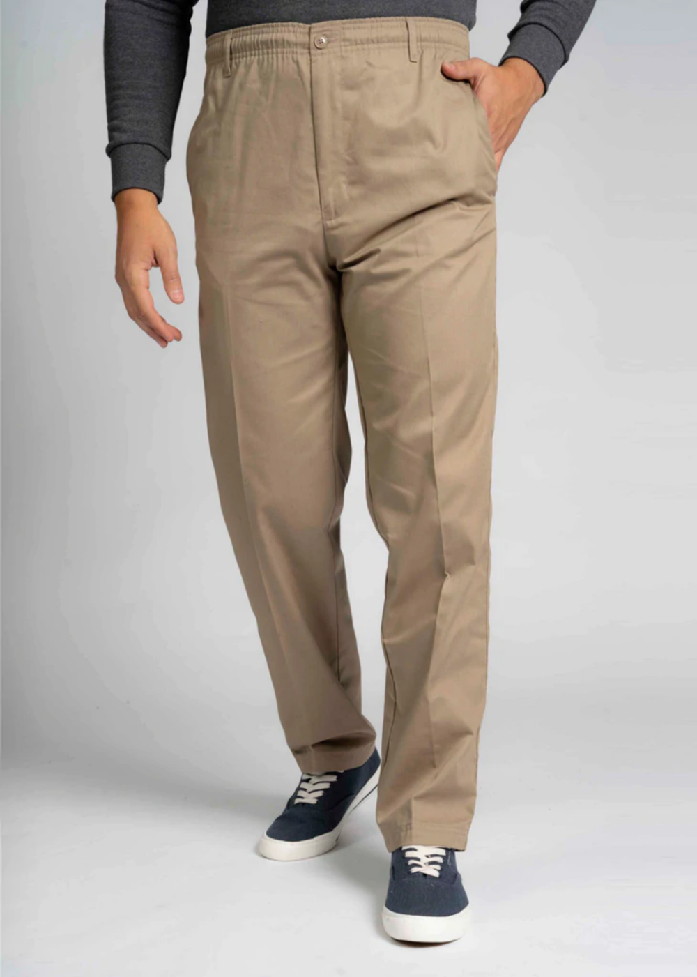 Men's Aubrey straight fit elastic waist adaptive pull-on trousers - Sand (Returns)