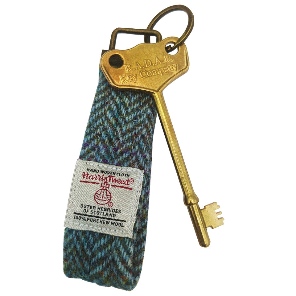 Brass RADAR key with Harris Tweed looped key fob - large head | The RA ...