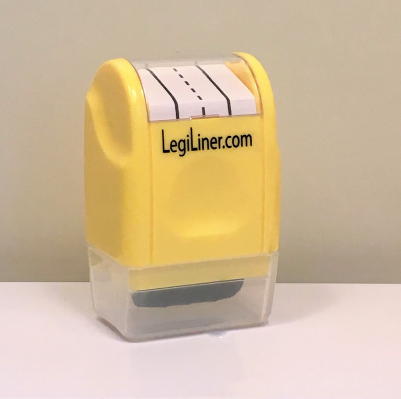 Yellow LegiLiner 1/2" - handwriting guide rolling ink stamp