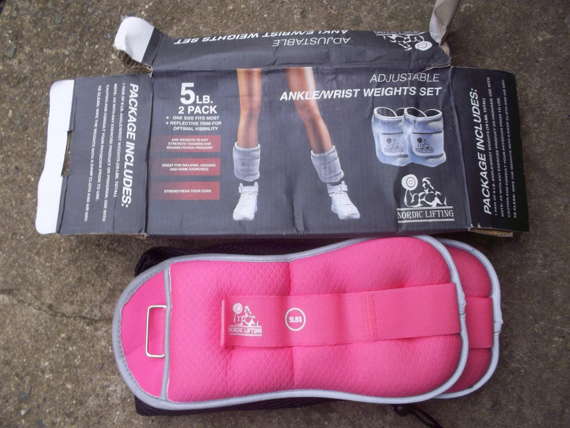 pink ankle weights and box from our second hand section