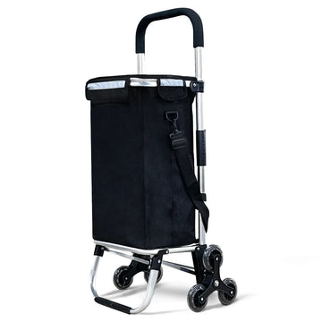 Black upright trolley with 6 wheels in a triangle
