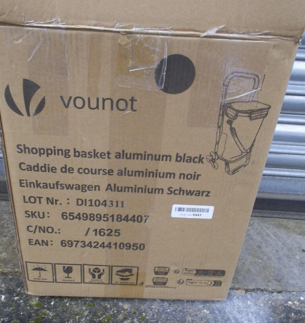 VOUNOT 6 Wheels Aluminium Shopping Trolley Folding Stair Climbing Cart 50L Black