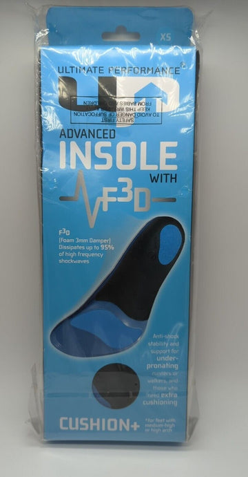Blue retail pack with image of 3d insole cushion